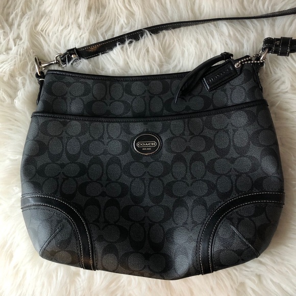 Coach Handbags - Coach Gray Monogram Leather Crossbody